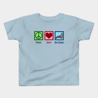 Peace Love Sea Lions Kids T-Shirt